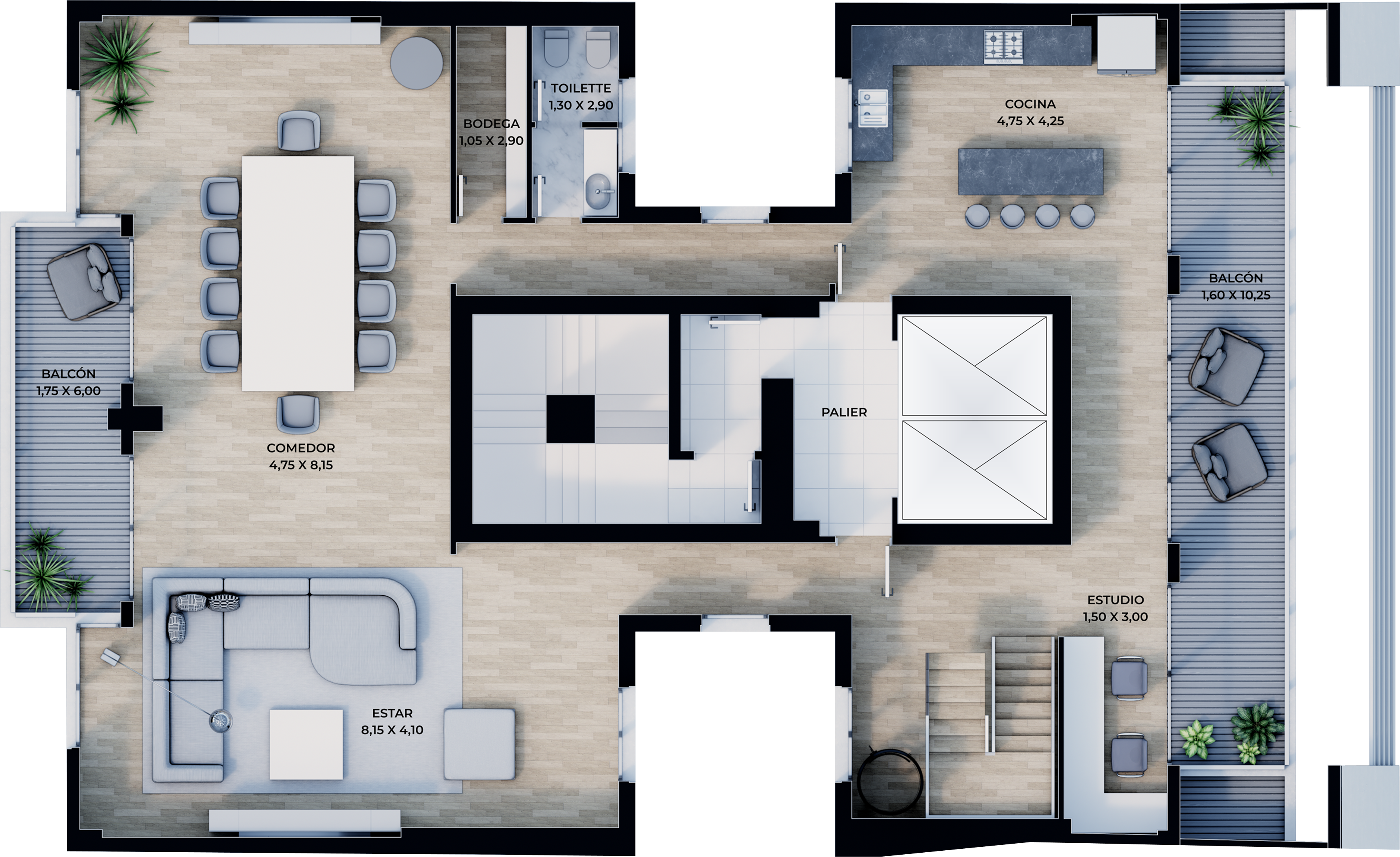 Penthouse Triplex - Plano 1